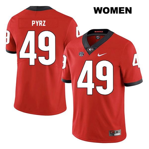 Georgia Bulldogs Women's Koby Pyrz #49 NCAA Legend Authentic Red Nike Stitched College Football Jersey GAJ8756FO